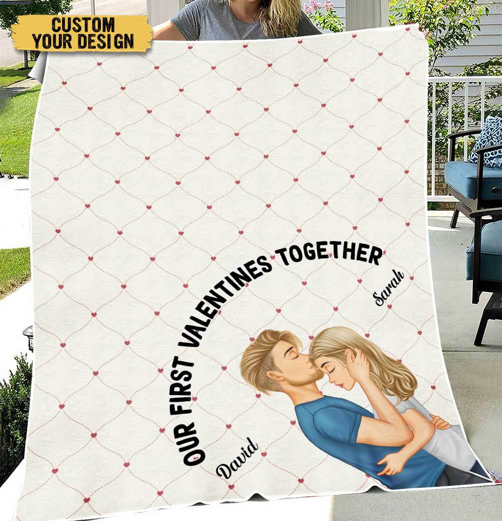 Our First Valentines Together- Personalized Blanket - Meaningful Gift For Valentine - Giftago