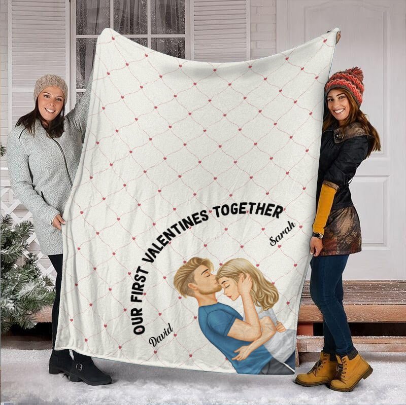 Our First Valentines Together- Personalized Blanket - Meaningful Gift For Valentine - Giftago