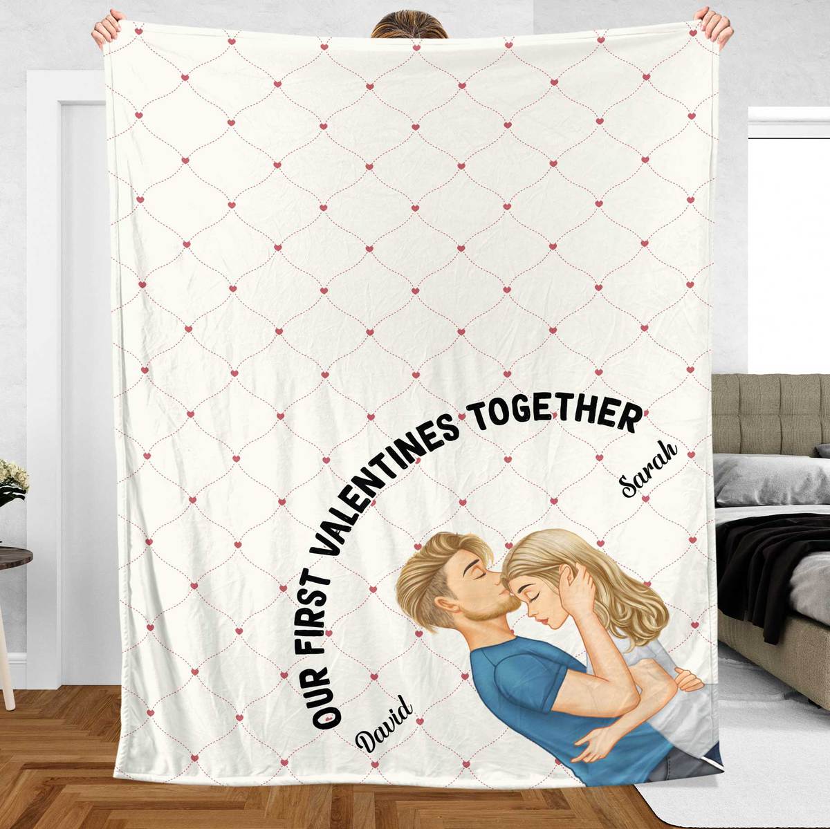 Our First Valentines Together- Personalized Blanket - Meaningful Gift For Valentine - Giftago