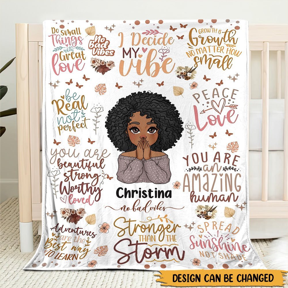 Personalized Blanket -  Black Girl Inspiration - Best Gift For Mom, Daughter, Sister, Friend, Wife - Giftago