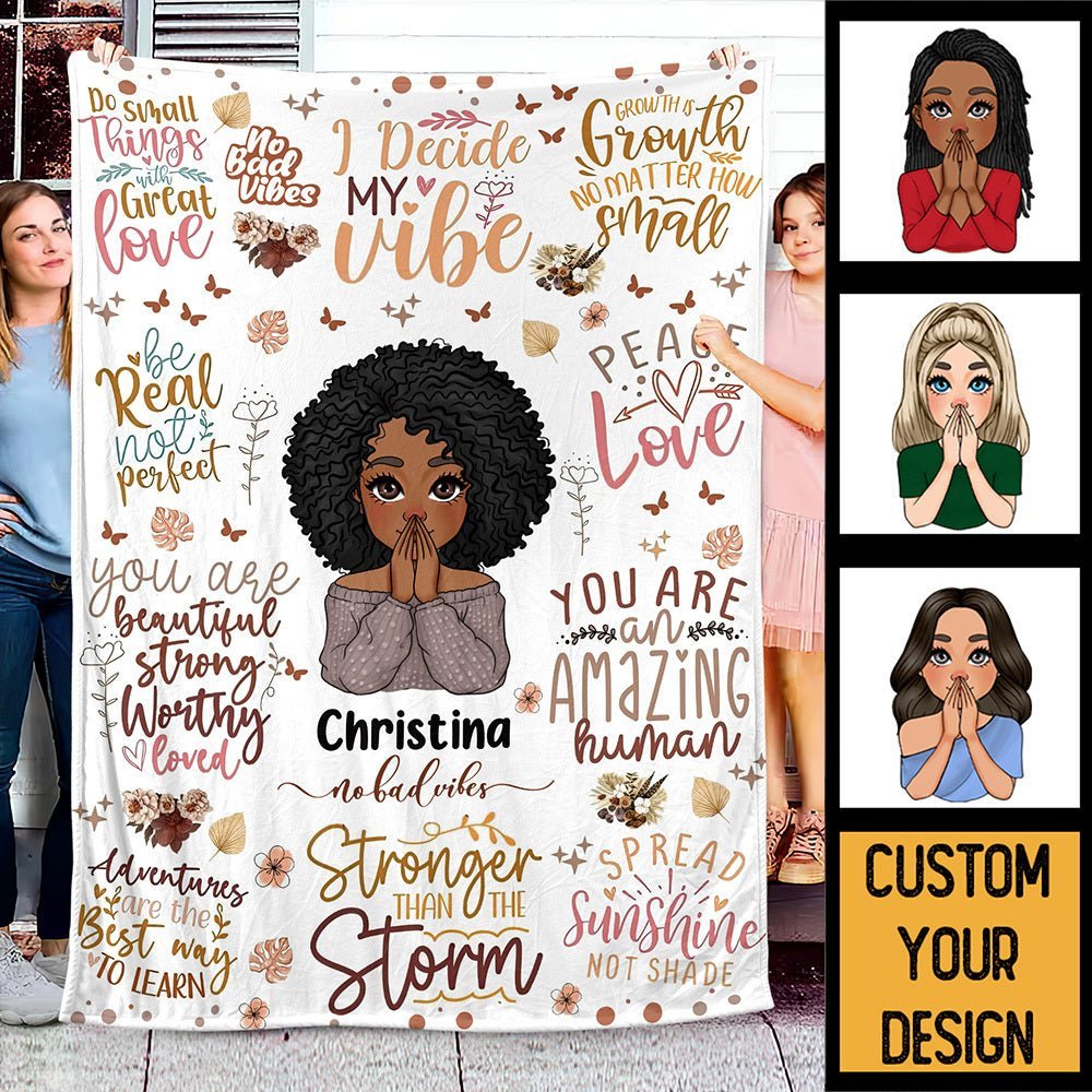 Personalized Blanket -  Black Girl Inspiration - Best Gift For Mom, Daughter, Sister, Friend, Wife - Giftago
