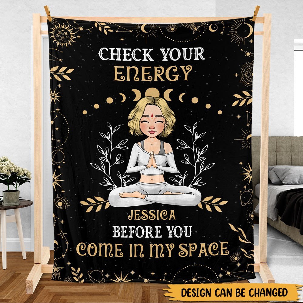 Check Your Energy - Personalized Blanket - Best Gift For Yoga Lover - Giftago