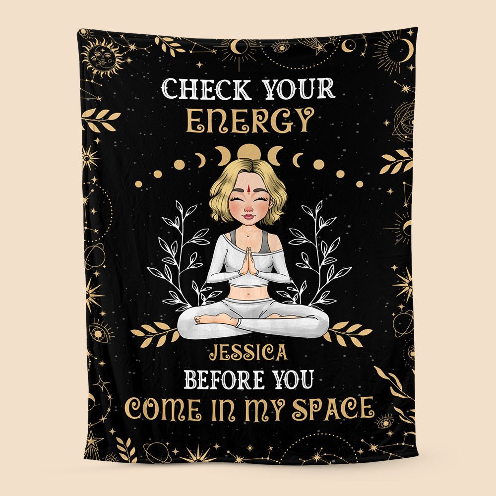 Check Your Energy - Personalized Blanket - Best Gift For Yoga Lover - Giftago