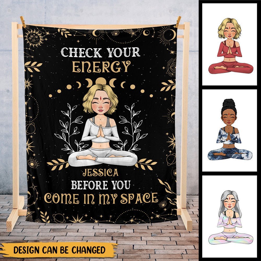 Check Your Energy - Personalized Blanket - Best Gift For Yoga Lover - Giftago