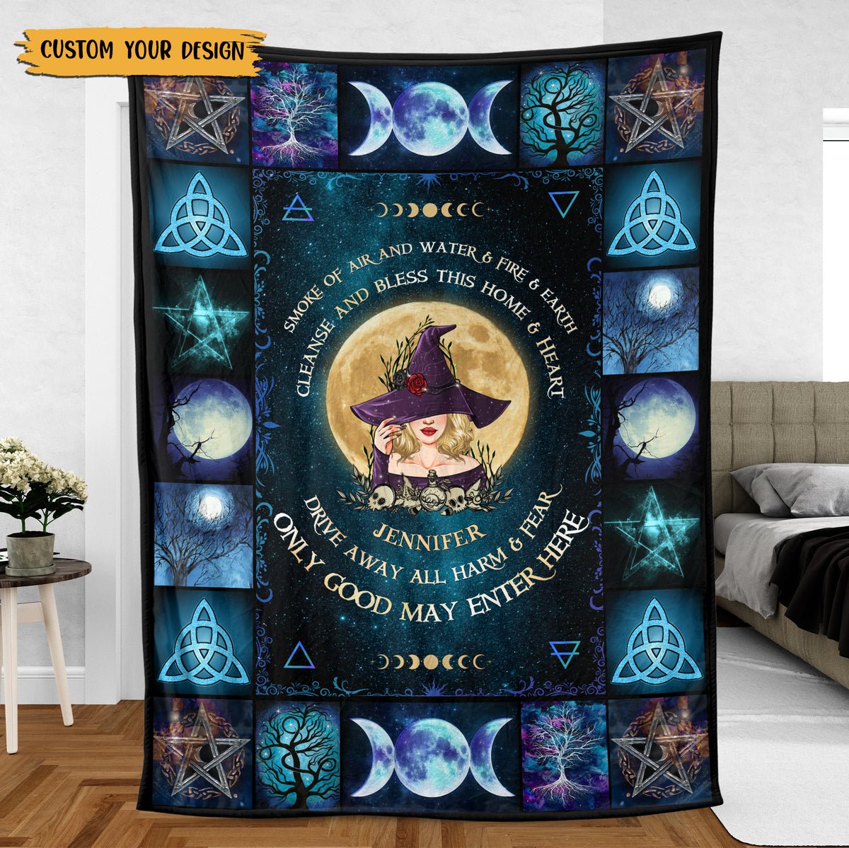 Cleanse And Bless This Home And Heart - Personalized Blanket - Best Gift For Halloween - Giftago