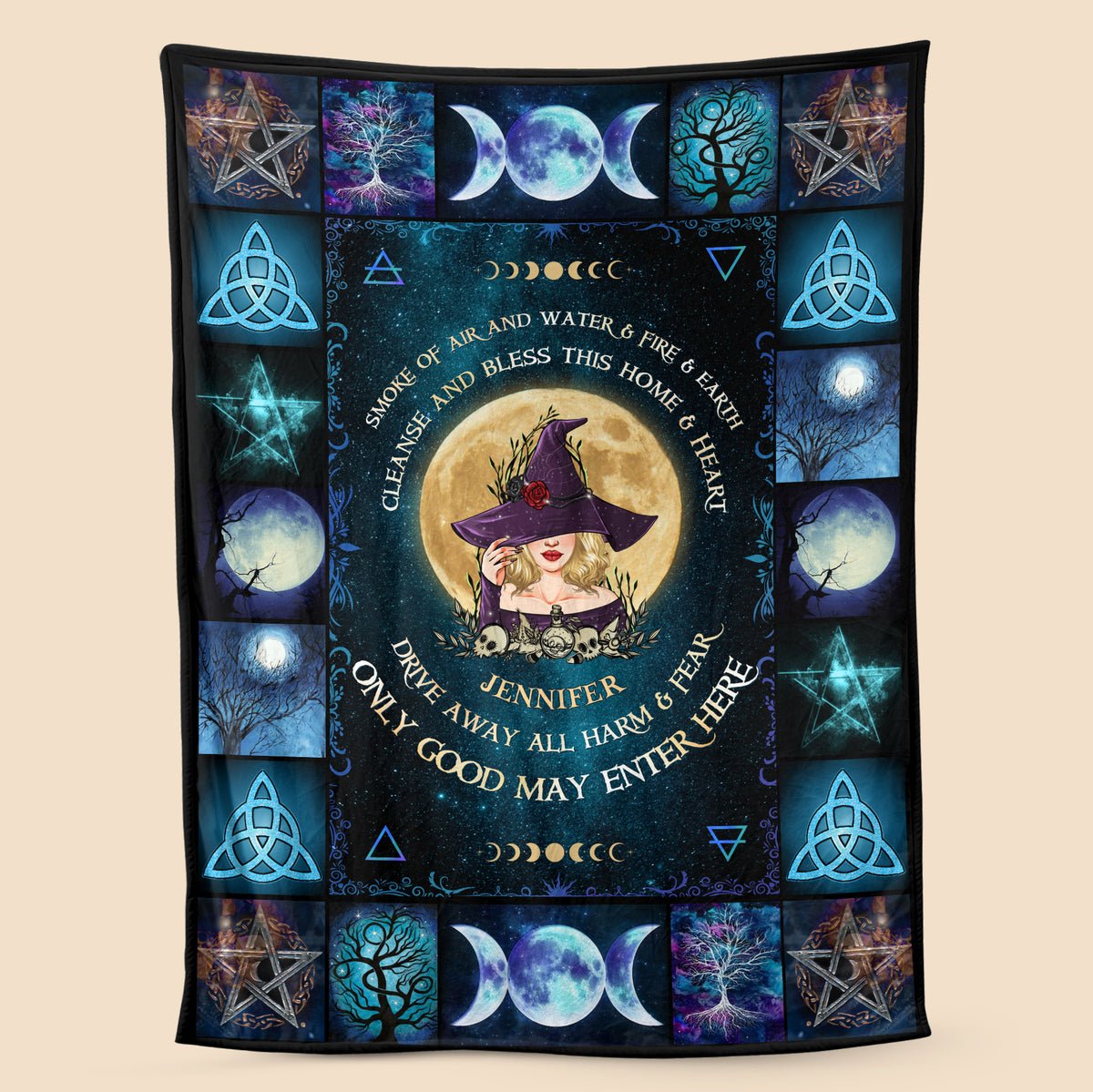 Cleanse And Bless This Home And Heart - Personalized Blanket - Best Gift For Halloween - Giftago