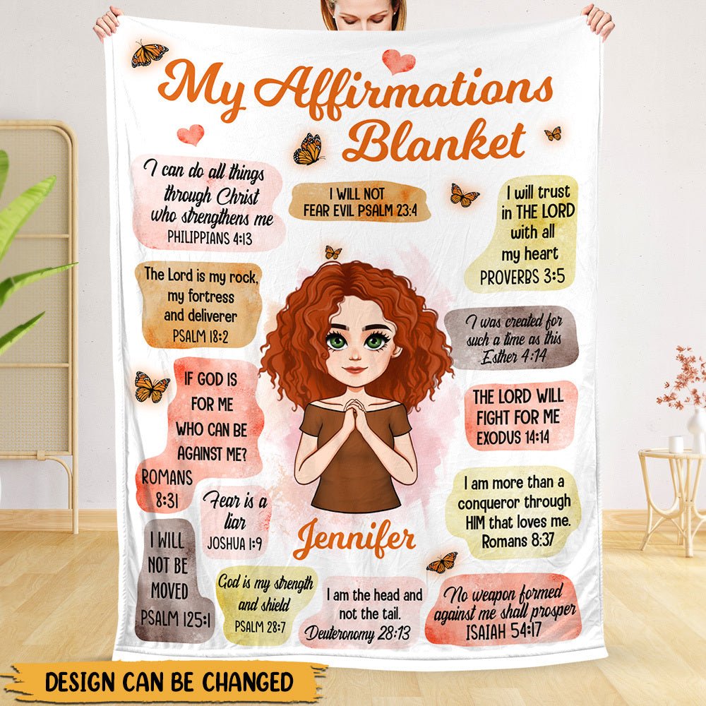 Personalized Blanket For Daughter, Grandaughter - My Affirmations (Chibi) - Meaningful Birthday Gifts - Giftago