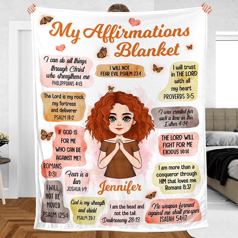 Personalized Blanket For Daughter, Grandaughter - My Affirmations (Chibi) - Meaningful Birthday Gifts - Giftago