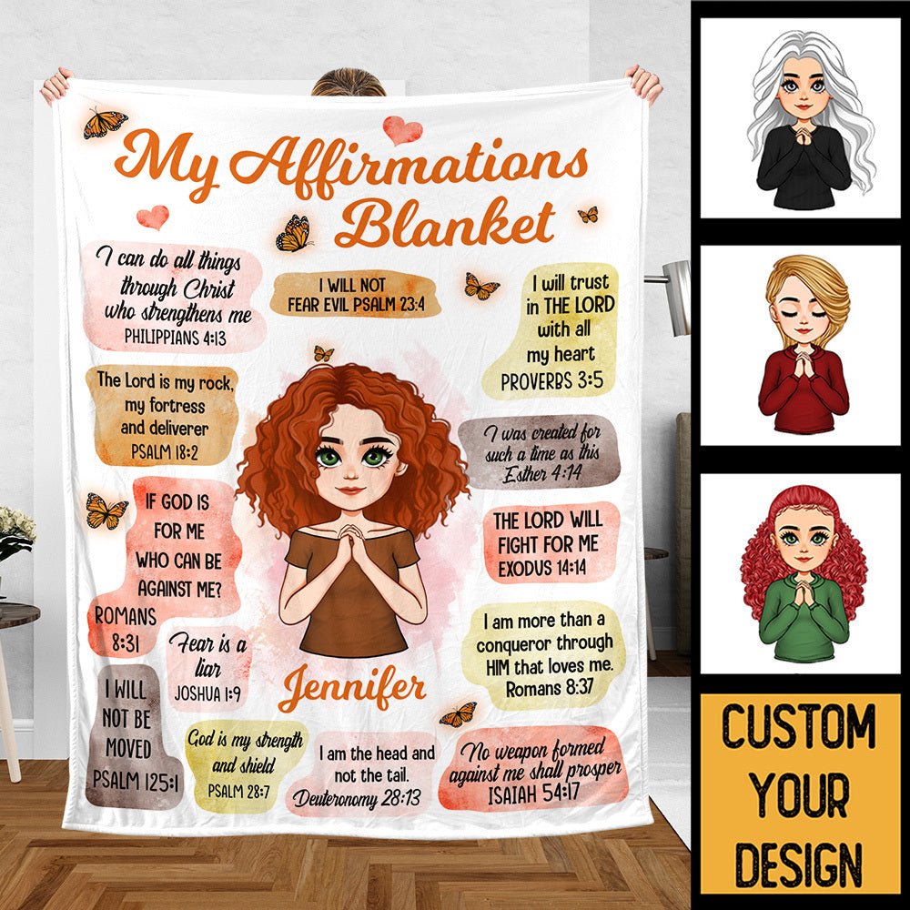 Personalized Blanket For Daughter, Grandaughter - My Affirmations (Chibi) - Meaningful Birthday Gifts - Giftago
