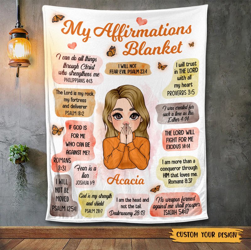 Personalized Blanket For Daughter, Grandaughter - My Affirmations - Meaningful Birthday Gifts - Giftago