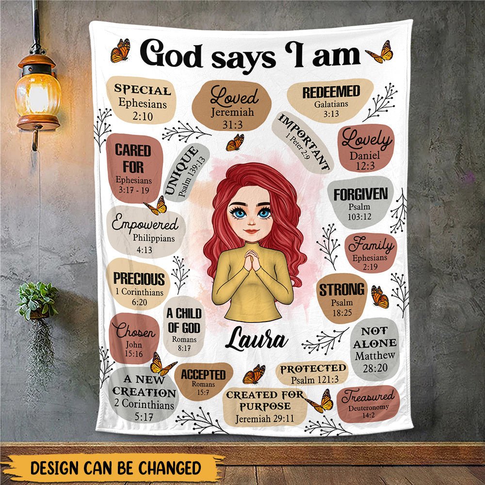 Personalized Blanket -  God Says I Am (Chibi) - Meaningful Birthday, Christmas Gifts - Giftago