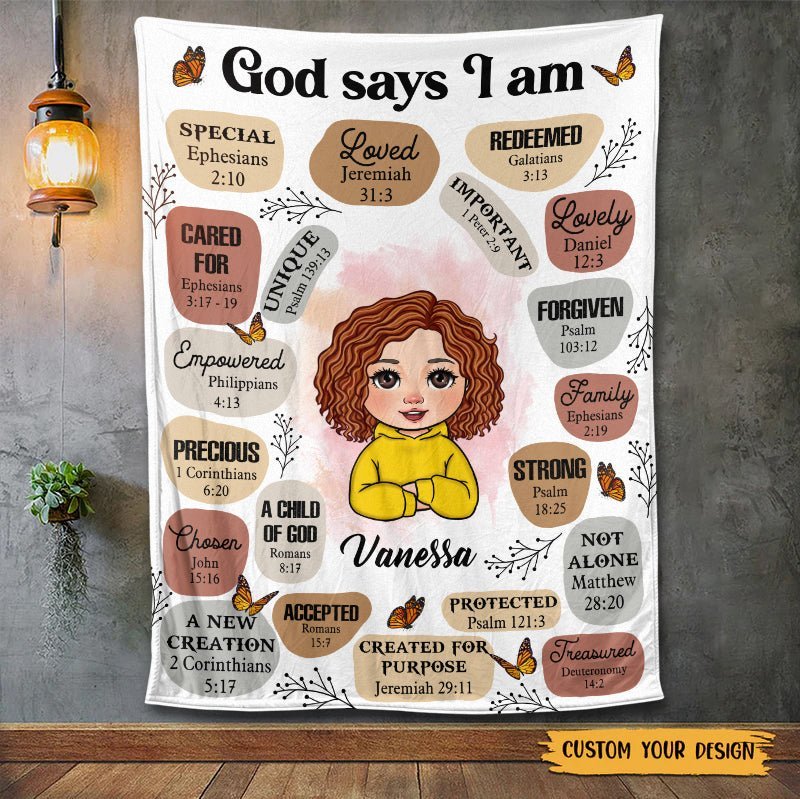Personalized Blanket -  God Says I Am - Meaningful Birthday, Christmas Gifts - Giftago