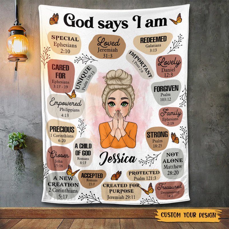 Personalized Blanket -  God Says I Am - Meaningful Birthday, Christmas Gifts - Giftago
