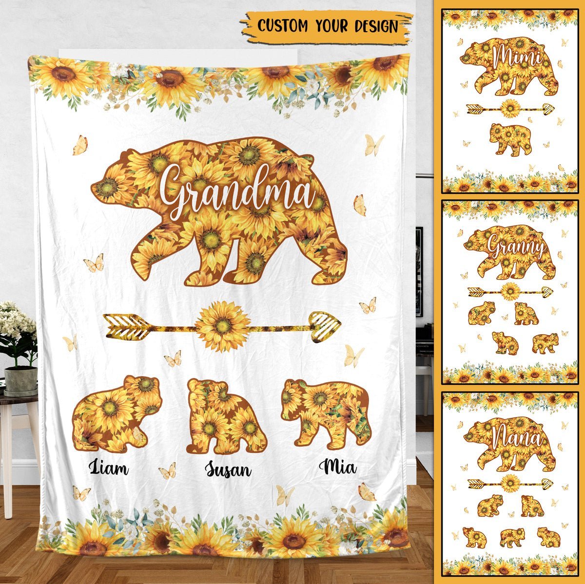 Grandma Bear - Personalized Blanket - Best Gift For Grandma - Giftago