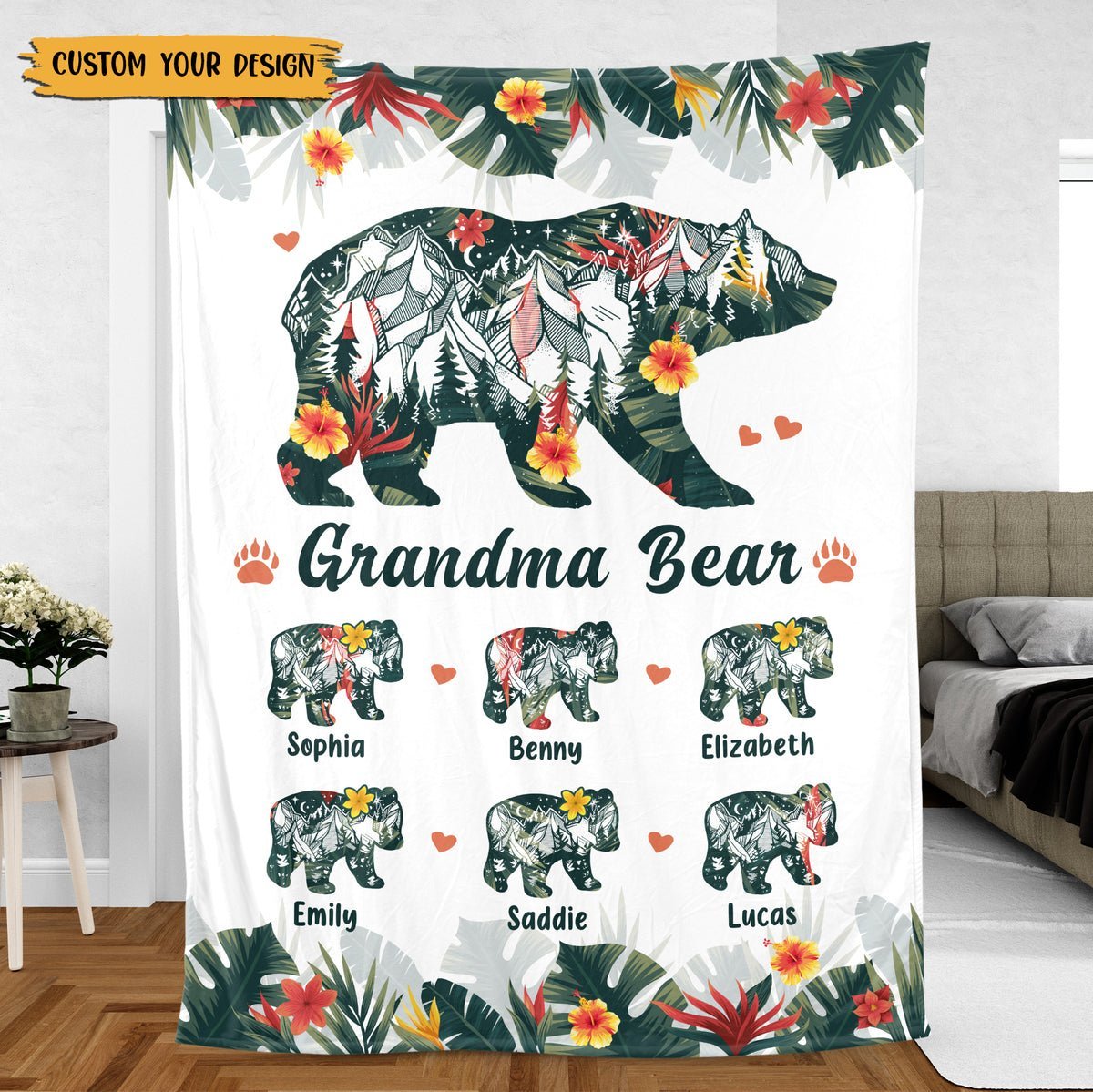 Grandma Bear (Version 2) - Personalized Blanket - Best Gift For Grandma - Giftago