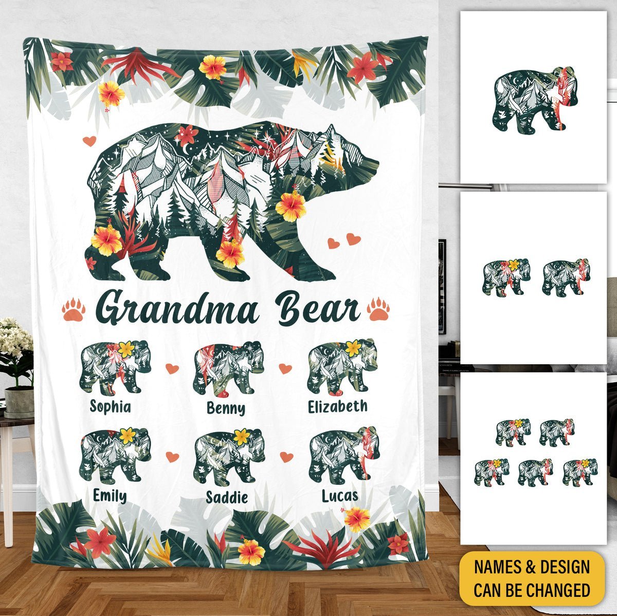 Grandma Bear (Version 2) - Personalized Blanket - Best Gift For Grandma - Giftago