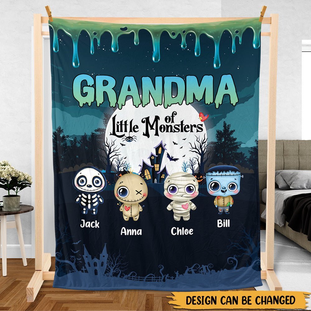 Personalized Blanket -  Grandma Of Little Monsters - Best Gift For Family, For Halloween - Giftago