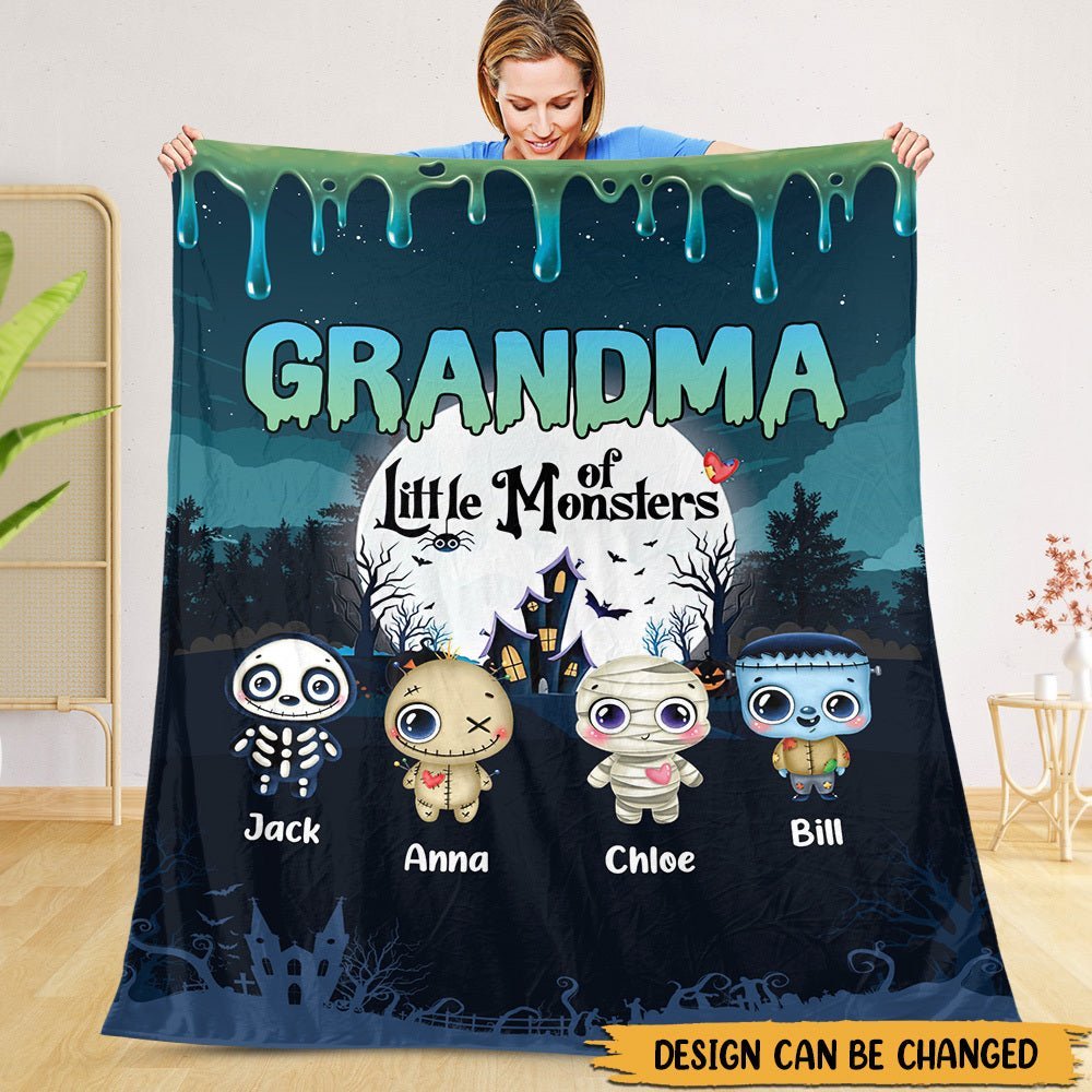 Personalized Blanket -  Grandma Of Little Monsters - Best Gift For Family, For Halloween - Giftago