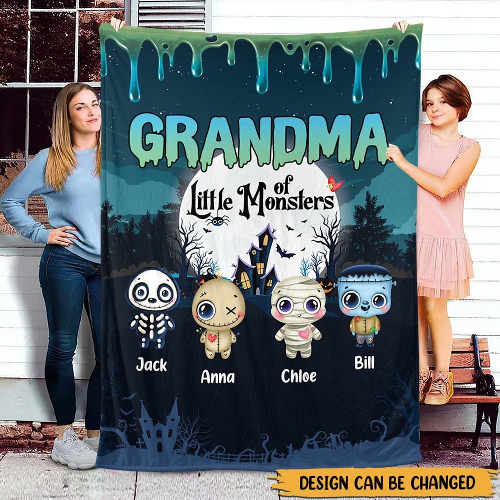 Personalized Blanket -  Grandma Of Little Monsters - Best Gift For Family, For Halloween - Giftago