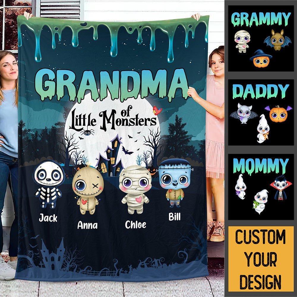 Personalized Blanket -  Grandma Of Little Monsters - Best Gift For Family, For Halloween - Giftago