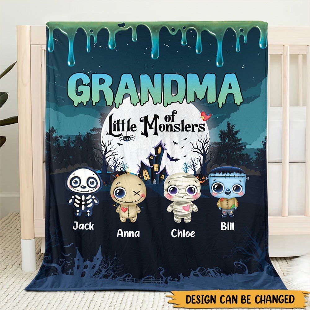 Personalized Blanket -  Grandma Of Little Monsters - Best Gift For Family, For Halloween - Giftago
