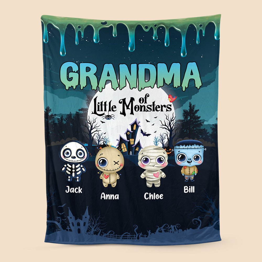 Personalized Blanket -  Grandma Of Little Monsters - Best Gift For Family, For Halloween - Giftago