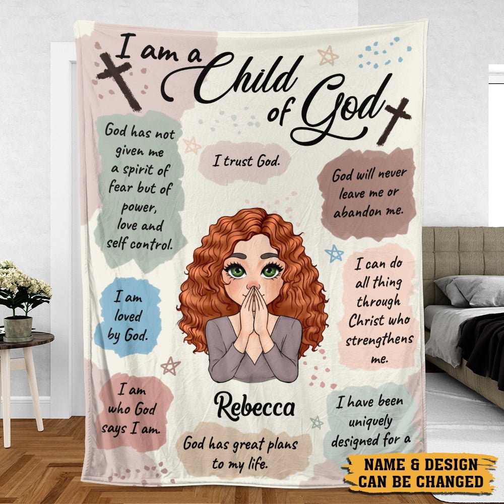 Personalized Blanket -  I Am A Child Of God - Best Gift For Mom, Daughter, Sister, Friend, Wife - Giftago