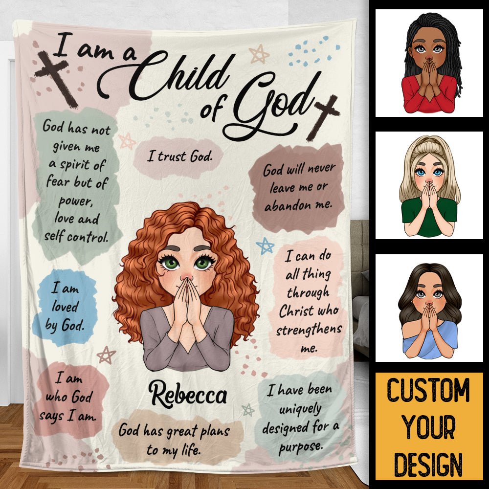 Personalized Blanket -  I Am A Child Of God - Best Gift For Mom, Daughter, Sister, Friend, Wife - Giftago