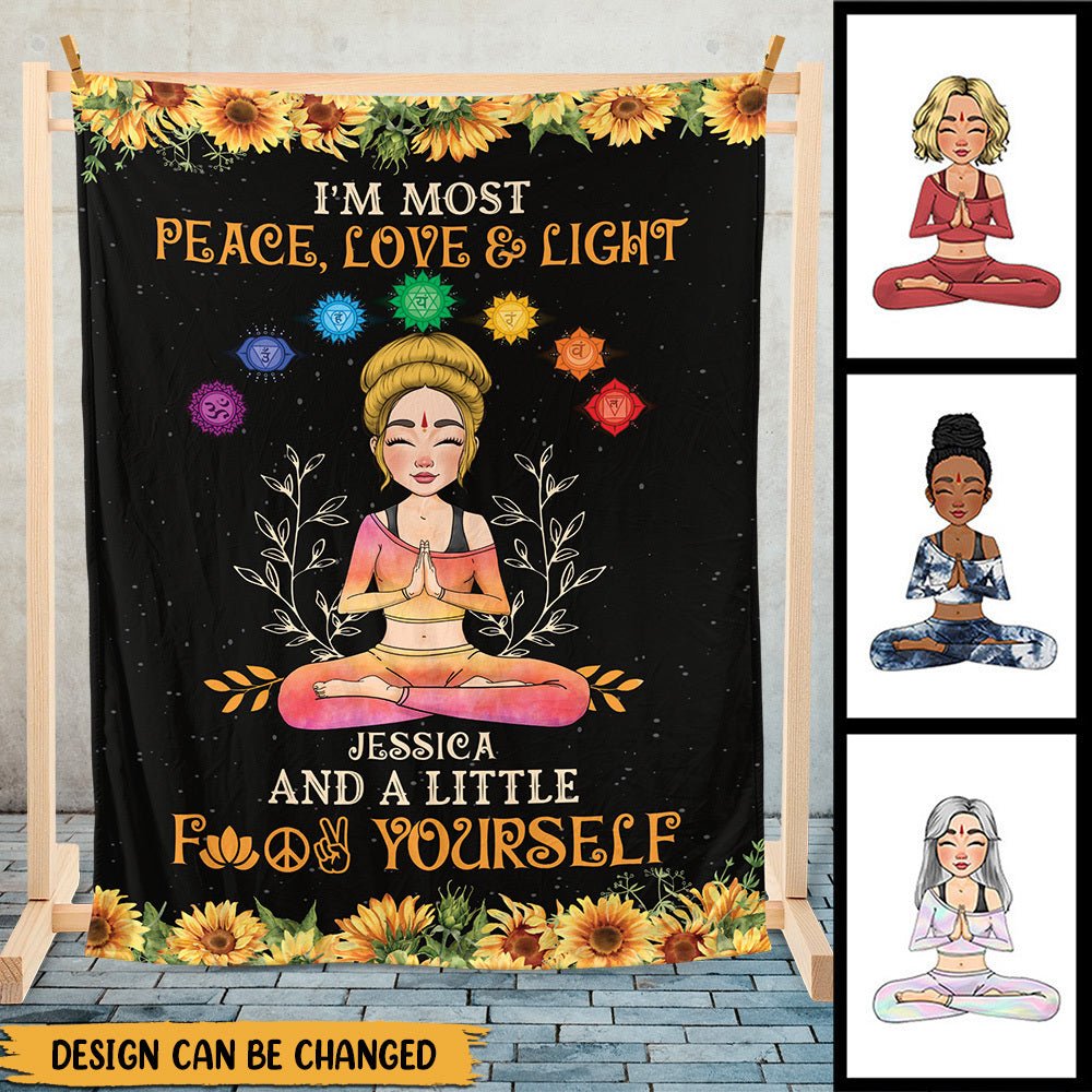 Love & Light - Personalized Blanket - Best Gift For Yoga Lover - Giftago