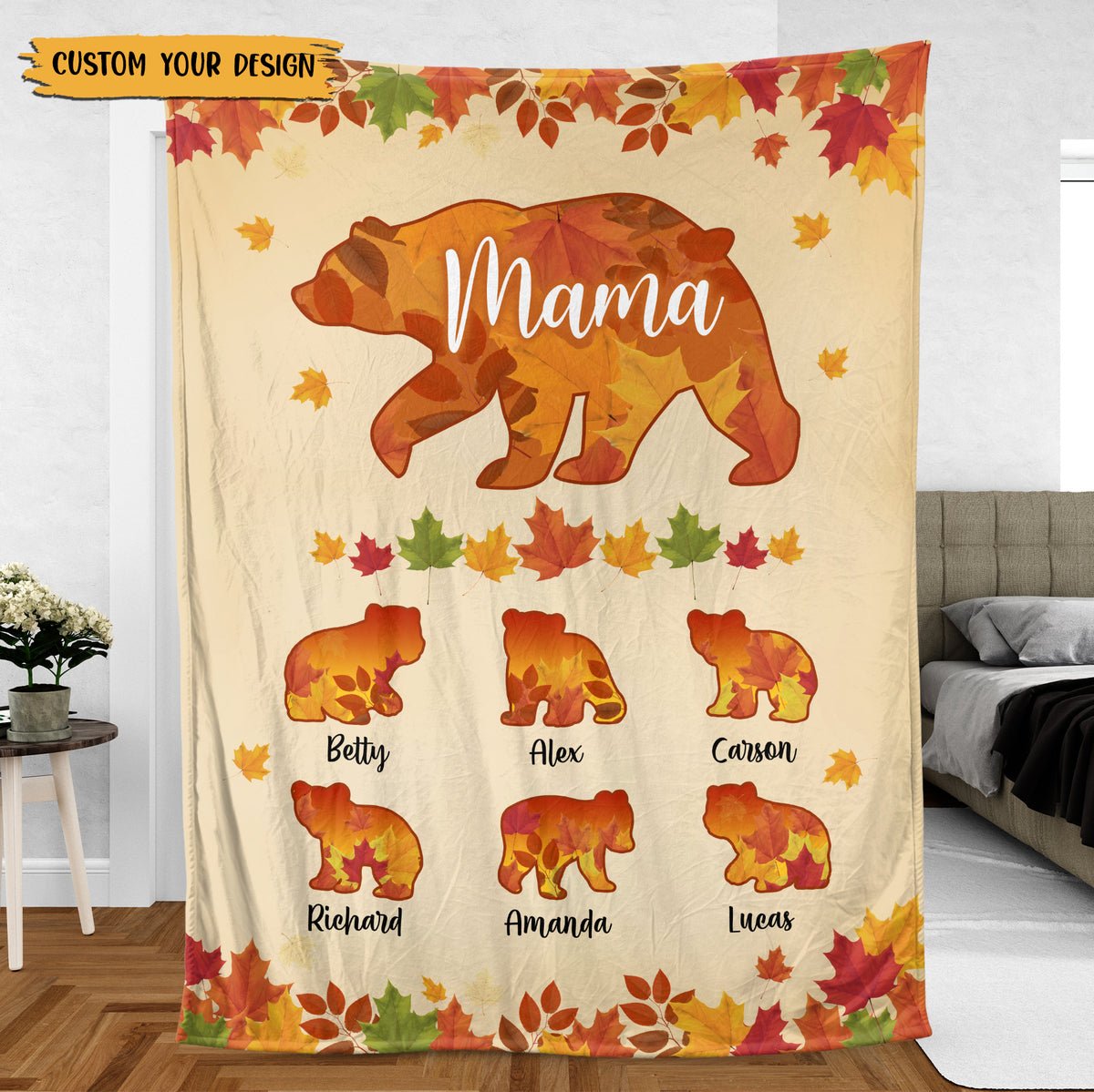 Personalized Blanket -  Mama Bear Autumn - Best Gift For Family, For Autumn - Giftago