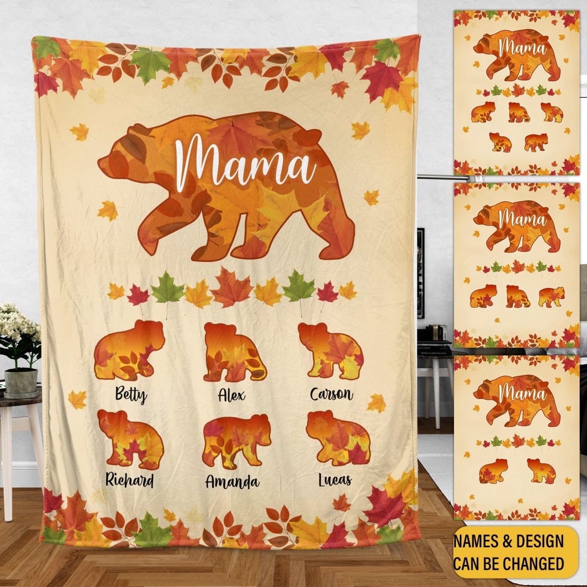 Personalized Blanket -  Mama Bear Autumn - Best Gift For Family, For Autumn - Giftago