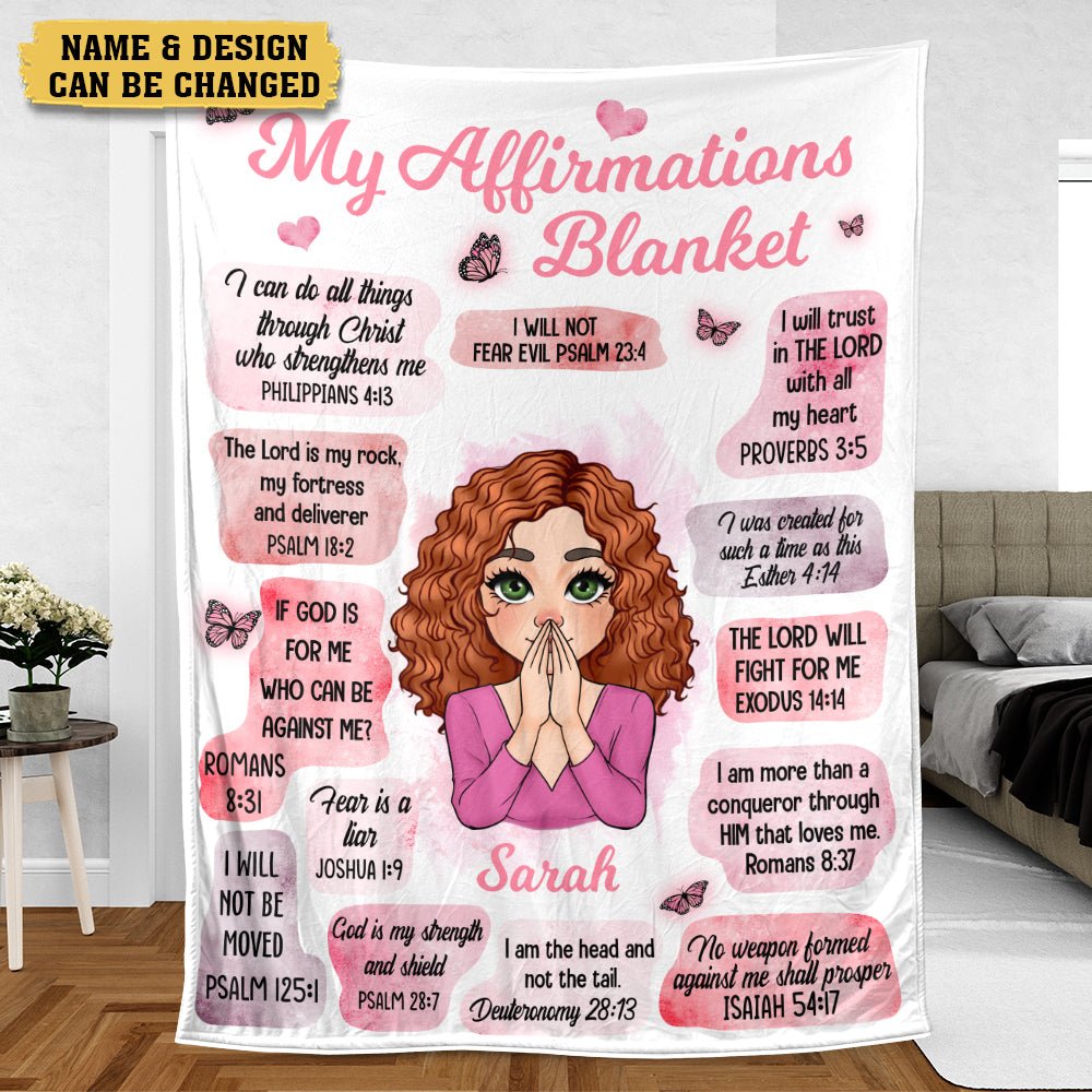 My Affirmations (Pink & Purple Version) - Personalized Blanket - Meaningful Gift For Birthday - Giftago