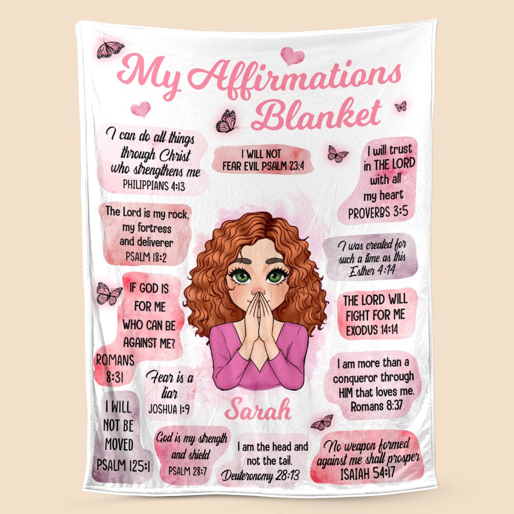 My Affirmations (Pink & Purple Version) - Personalized Blanket - Meaningful Gift For Birthday - Giftago