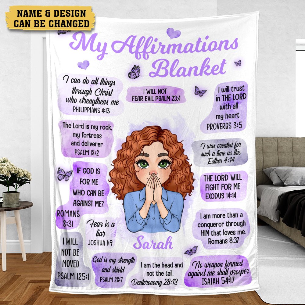 My Affirmations (Pink & Purple Version) - Personalized Blanket - Meaningful Gift For Birthday - Giftago