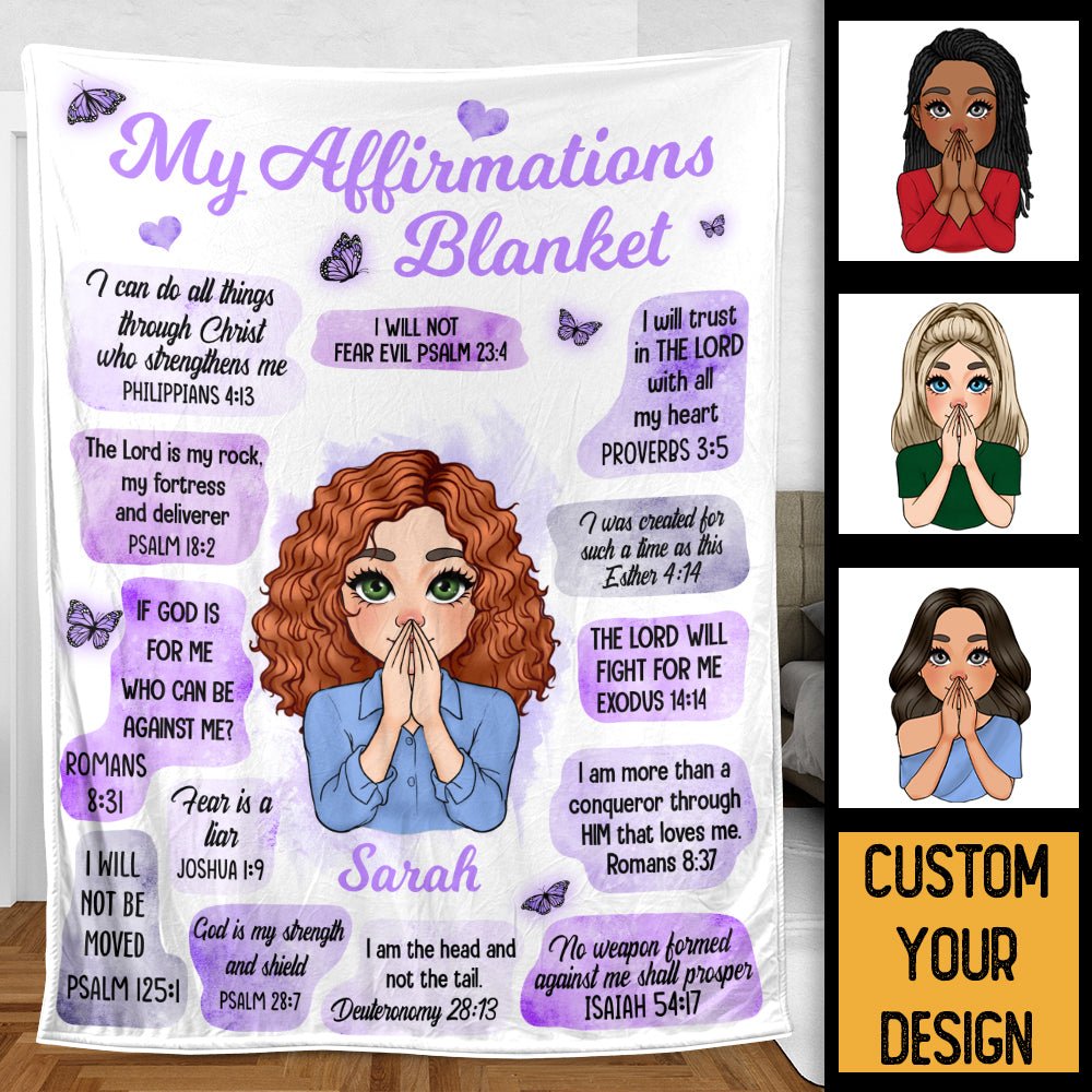 My Affirmations (Pink & Purple Version) - Personalized Blanket - Meaningful Gift For Birthday - Giftago