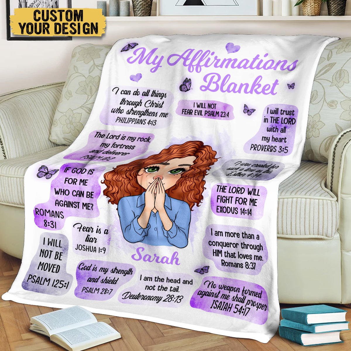 My Affirmations (Pink & Purple Version) - Personalized Blanket - Meaningful Gift For Birthday - Giftago