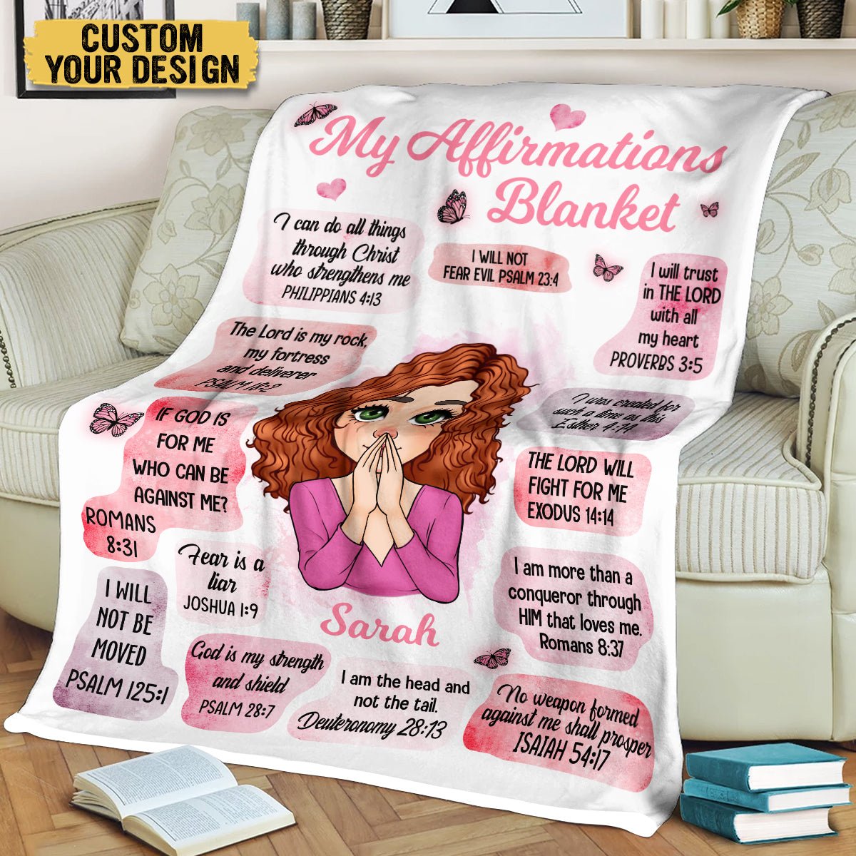 My Affirmations (Pink & Purple Version) - Personalized Blanket - Meaningful Gift For Birthday - Giftago