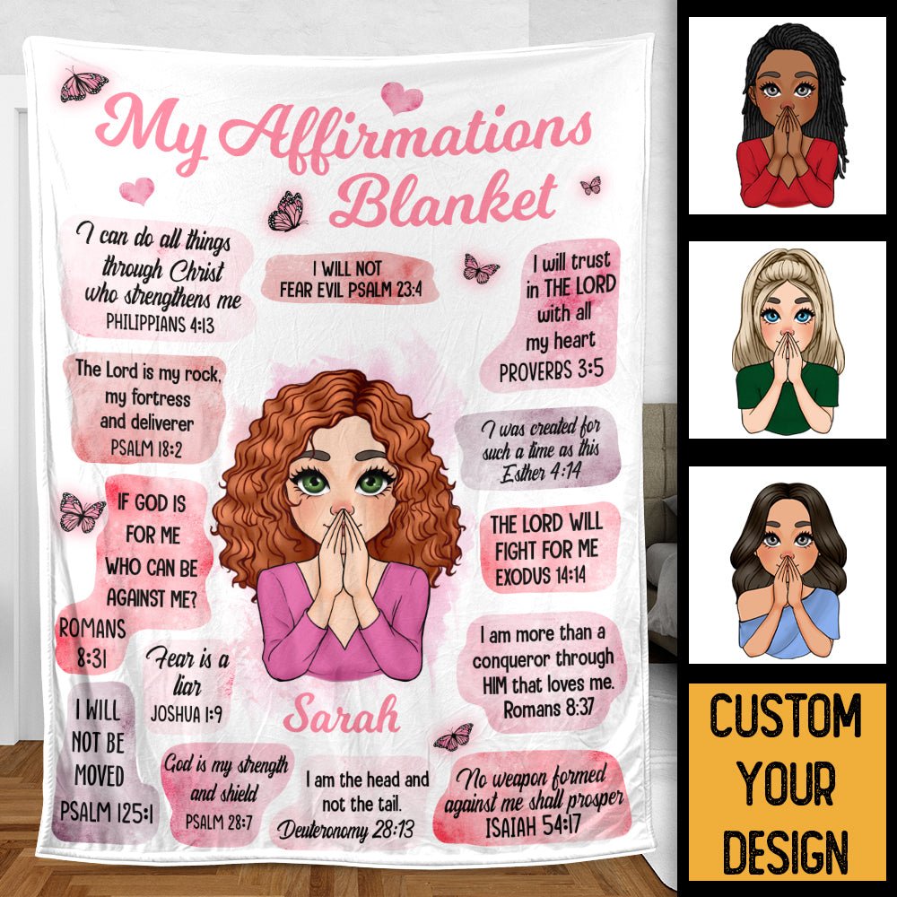 My Affirmations (Pink & Purple Version) - Personalized Blanket - Meaningful Gift For Birthday - Giftago