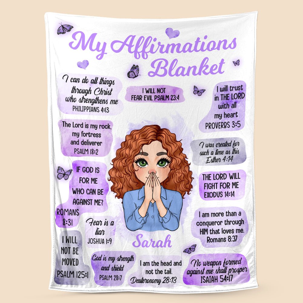 My Affirmations (Pink & Purple Version) - Personalized Blanket - Meaningful Gift For Birthday - Giftago