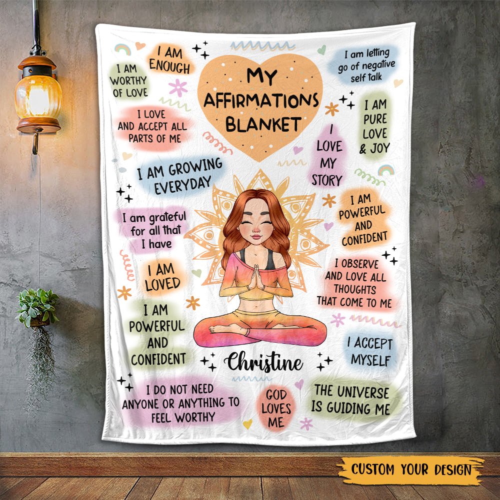 Personalized Blanket - My Affirmations Yoga - Best Gift For Yoga Lovers - Giftago
