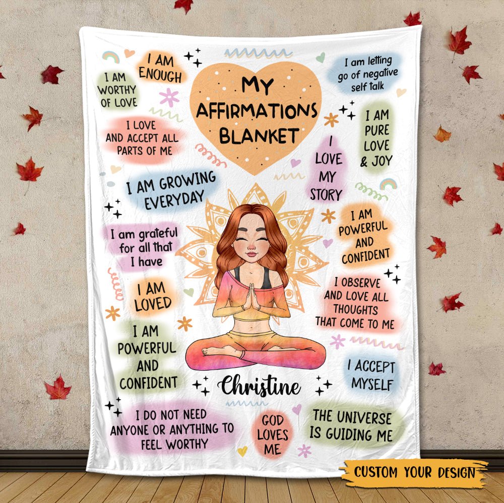 Personalized Blanket - My Affirmations Yoga - Best Gift For Yoga Lovers - Giftago