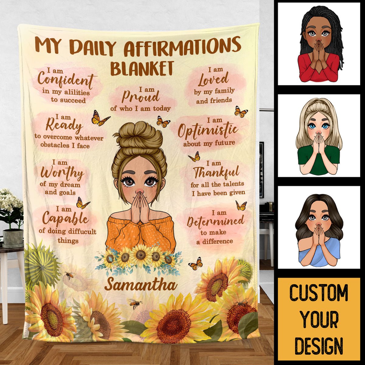 My Daily Affirmations - Personalized Blanket - Best Gift For Mom, Daughter, Sister, Friend, Wife - Giftago