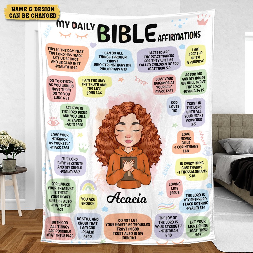 Personalized Blanket - My Daily Bible Affirmations - Meaningful Gift For Birthday - Giftago