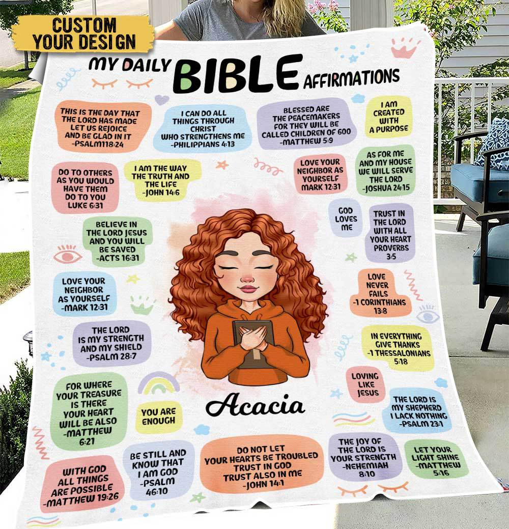 Personalized Blanket - My Daily Bible Affirmations - Meaningful Gift For Birthday - Giftago