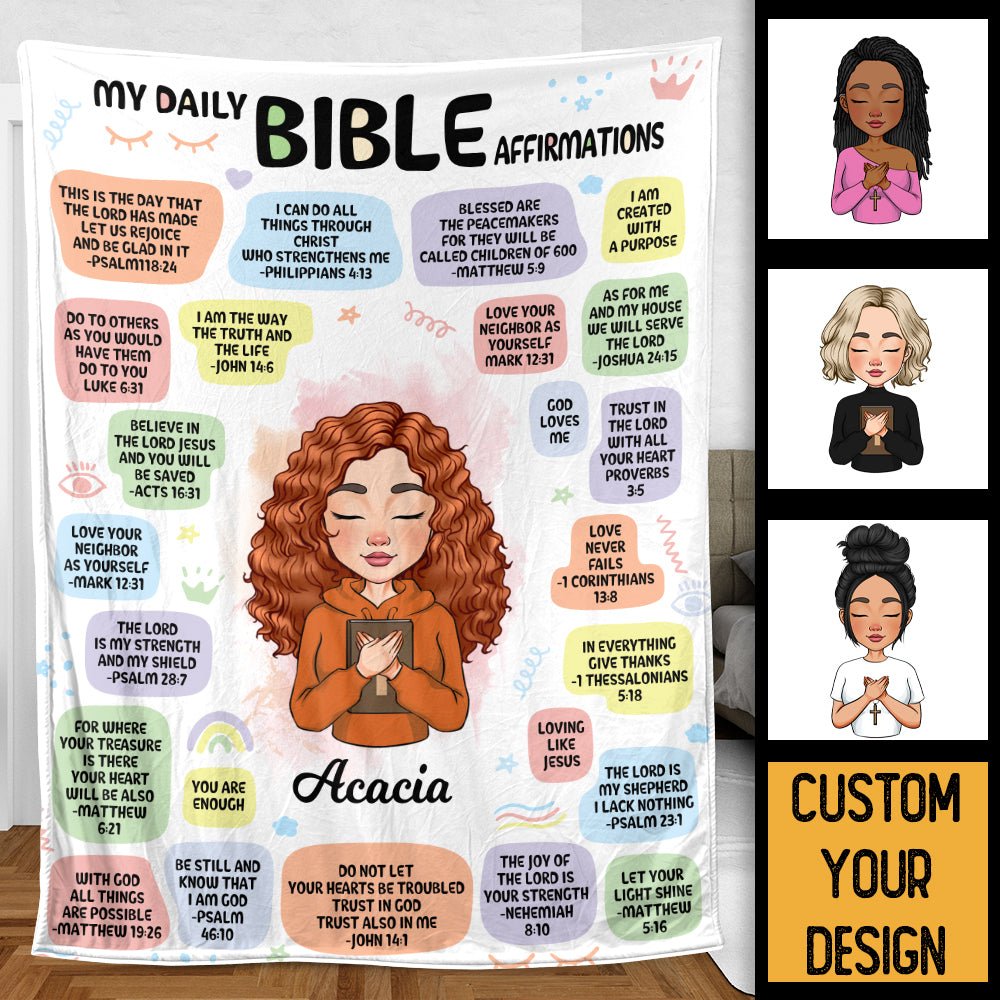 Personalized Blanket - My Daily Bible Affirmations - Meaningful Gift For Birthday - Giftago