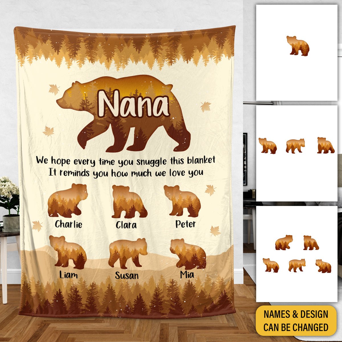 Nana Bear - Personalized Blanket - Best Gift For Family - Giftago