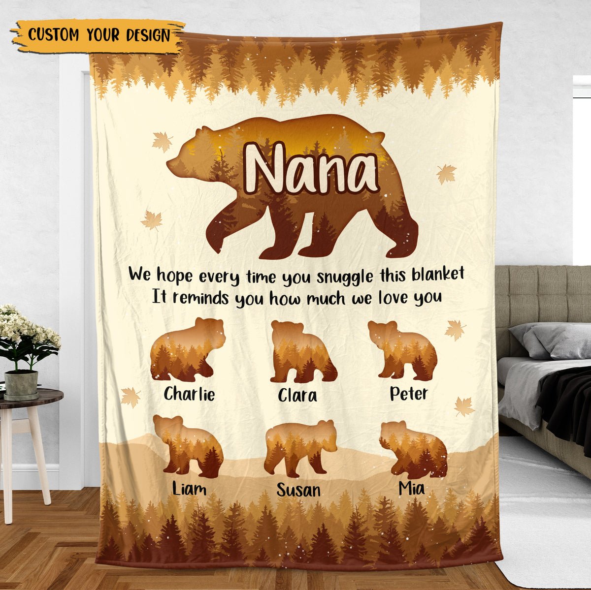 Nana Bear - Personalized Blanket - Best Gift For Family - Giftago