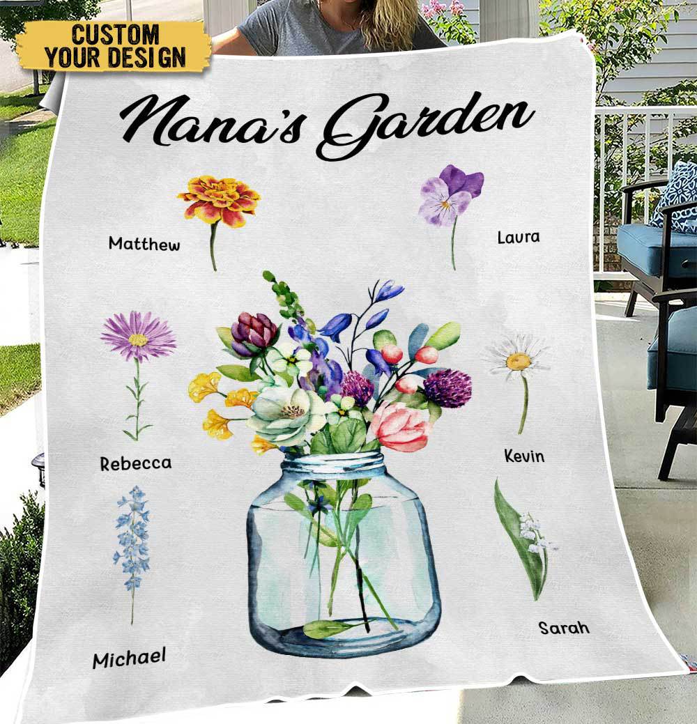 Nana's Garden - Personalized Blanket - Best Gift For Grandma - Giftago