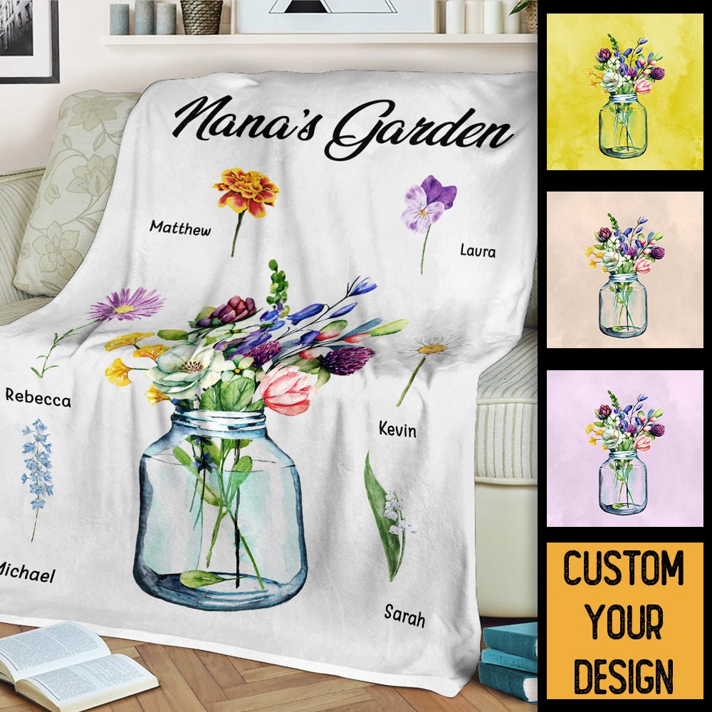 Nana's Garden - Personalized Blanket - Best Gift For Grandma - Giftago