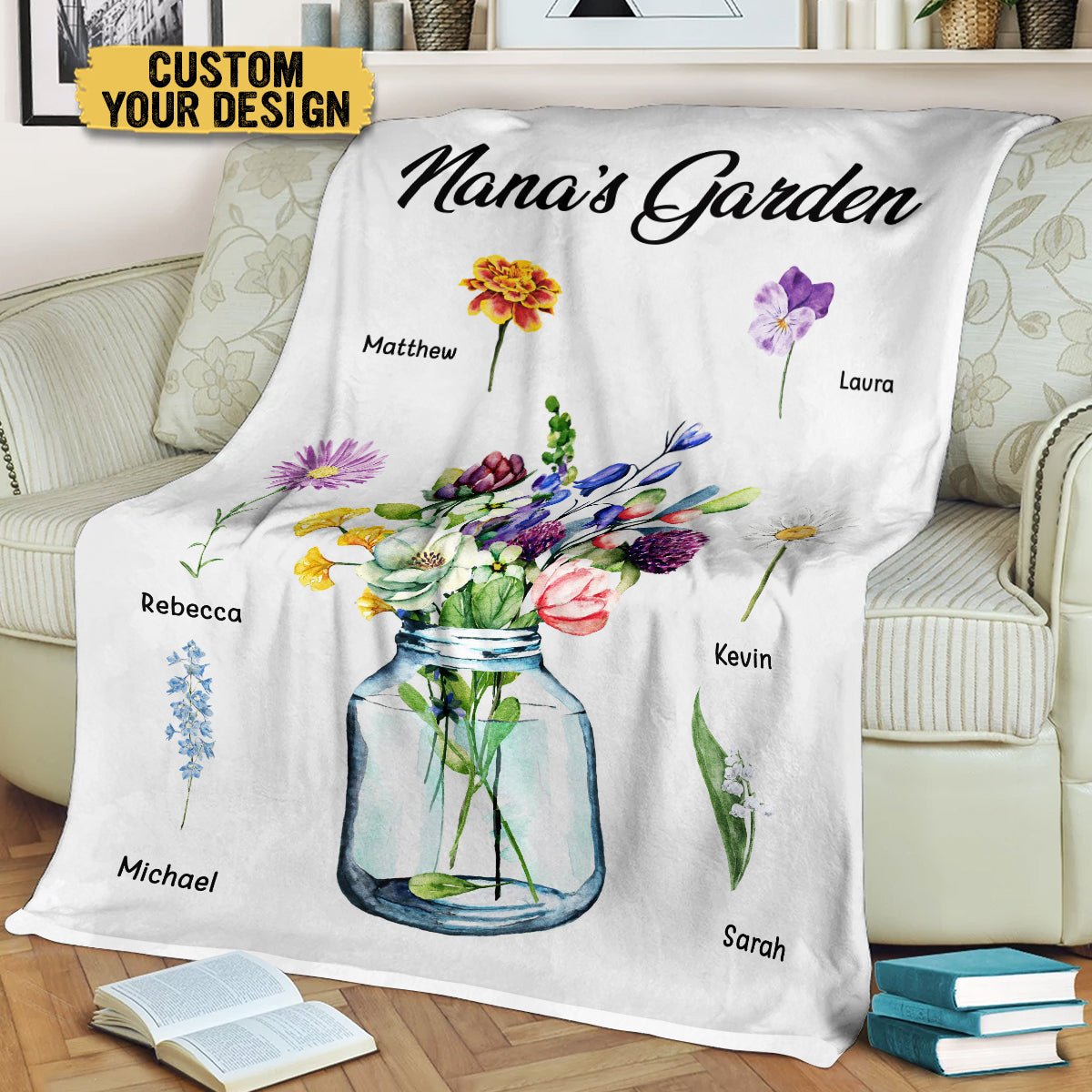 Nana's Garden - Personalized Blanket - Best Gift For Grandma - Giftago